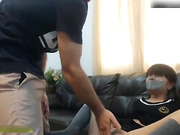 双马尾青春学生服外国语学院清纯眼镜妹与洋外教啪啪啪有情趣玩绑架强奸模式沙发上爆操颜射